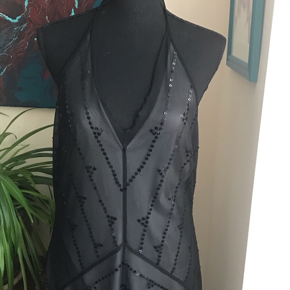 BCBG black halter sequin dress - Picture 3 of 8